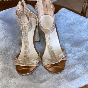 David's Bridal Shimmering Gold Heels